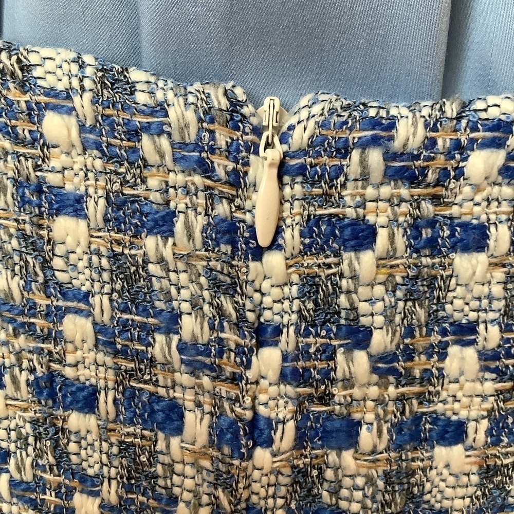 KAFFE Boucle Tweed Pencil Skirt NWT Blue White Regatta French Country Office 36 - Picture 7 of 15